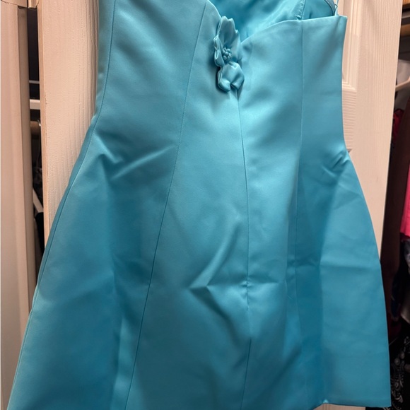 Blue Floral Appliqué Party Dress